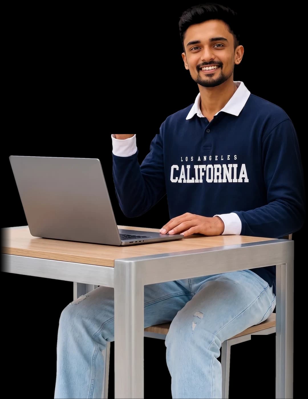 Parthiv at his desk with a laptop