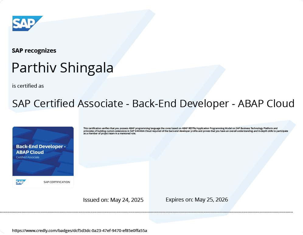 SAP Certified Associate – Back-End Developer – ABAP Cloud
