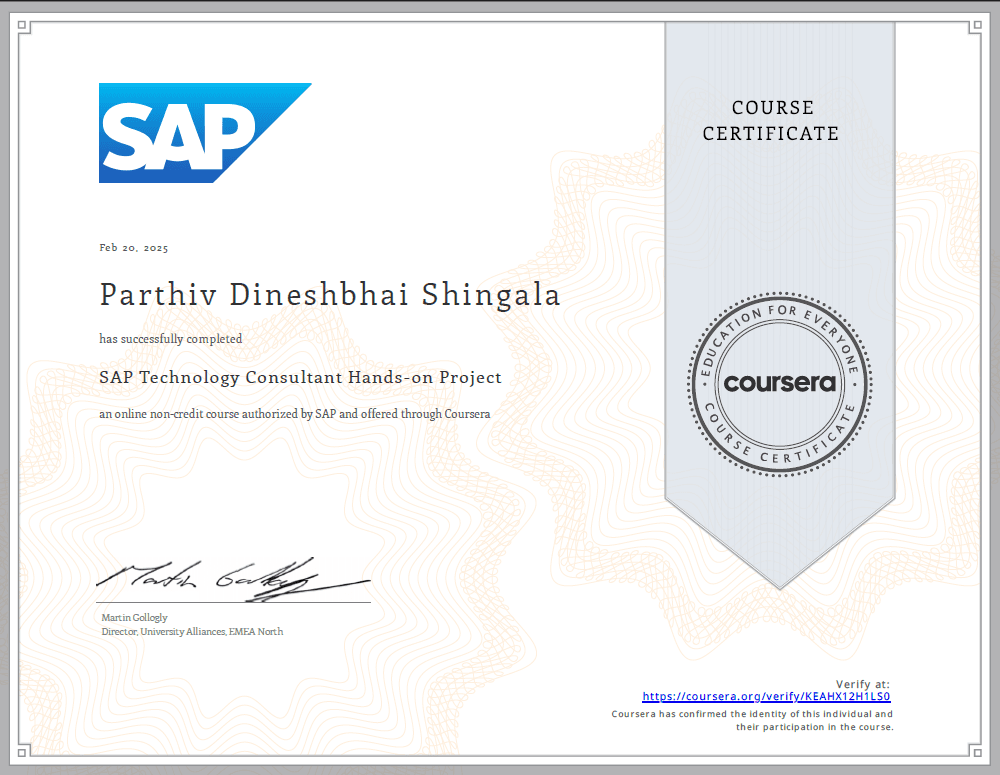 SAP Technology Consultant Hands-on Project