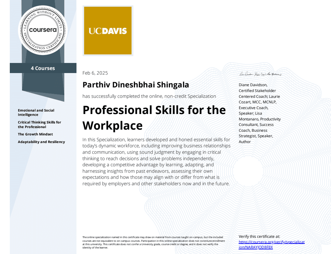 Professional Skills for the Workplace Specialization