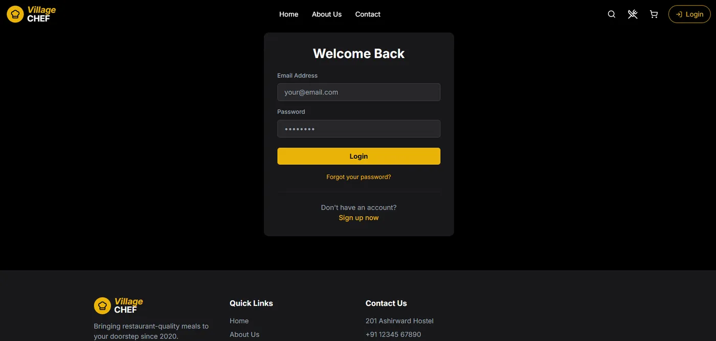 Customer Login Page